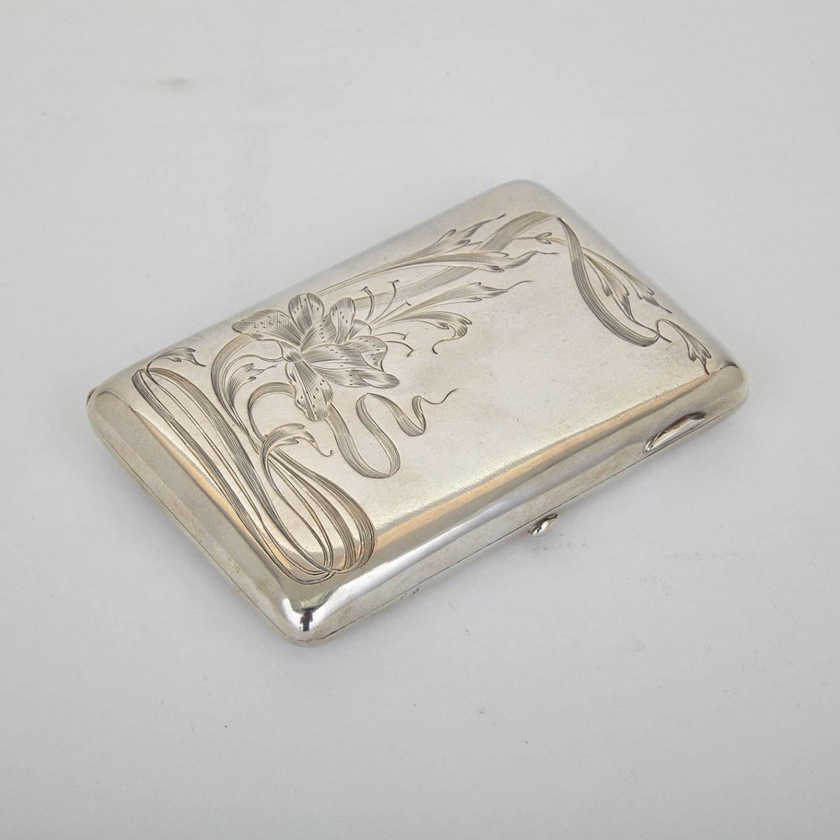 Russian Silver Rectangular Cigarette Case, Moscow, 1896-1901