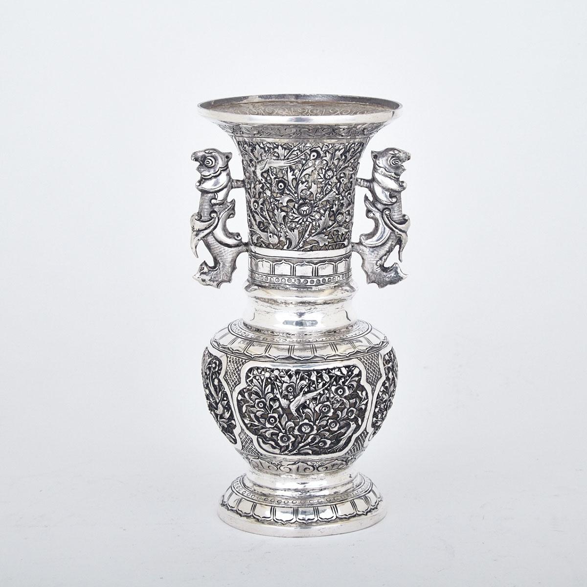 Chinese Export Silver Vase, c.1900