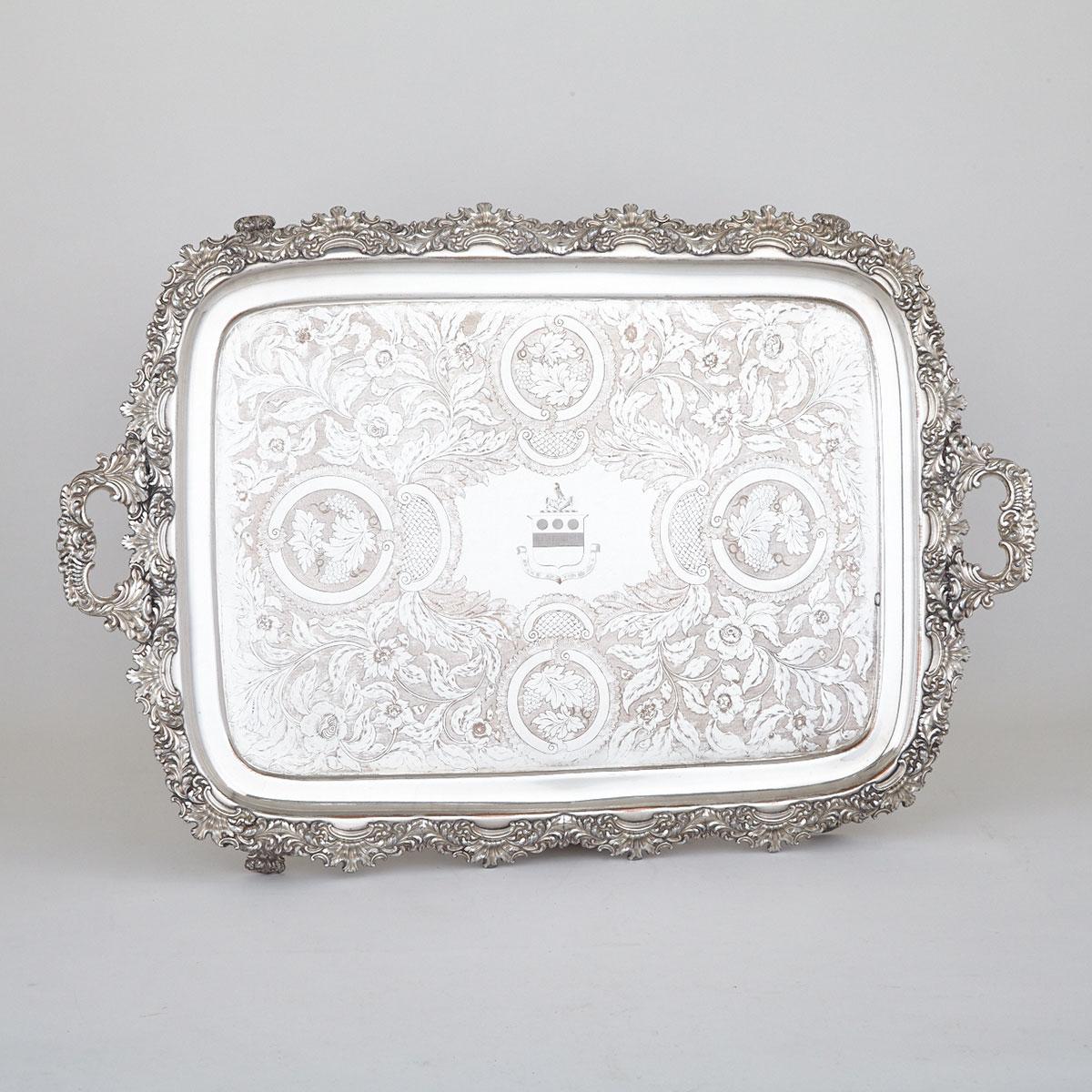 Old Sheffield Plate Two-Handled Rectangular Serving Tray, c.1825