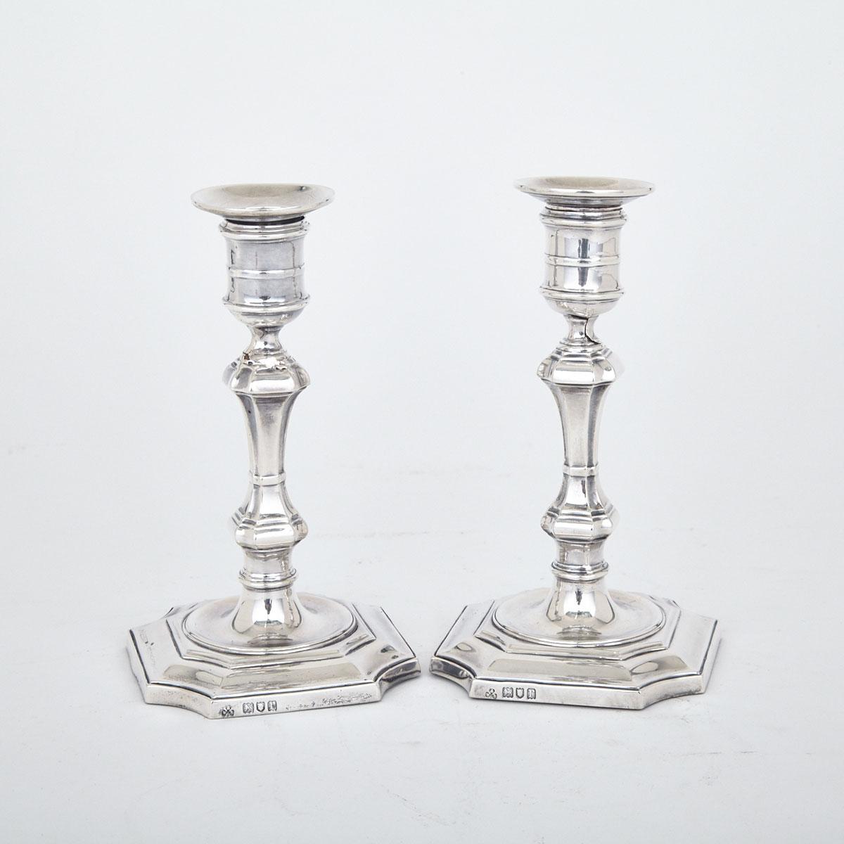 Pair of English Silver Candlesticks, West & Son (of Dublin), London, 1912