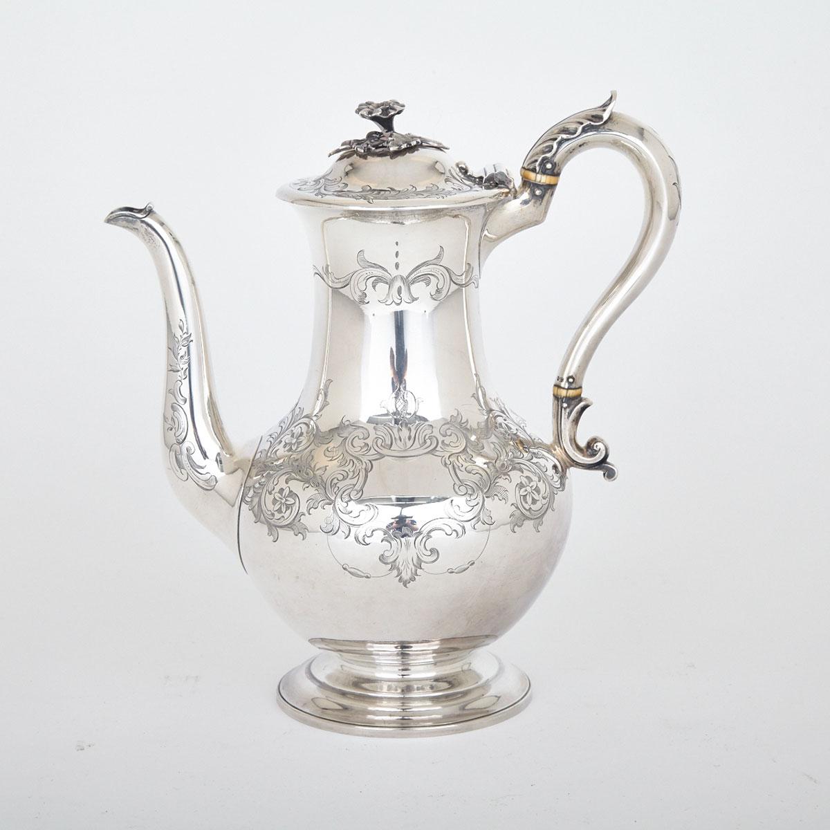 Victorian Silver Coffee Pot, William Moulson, London, 1850