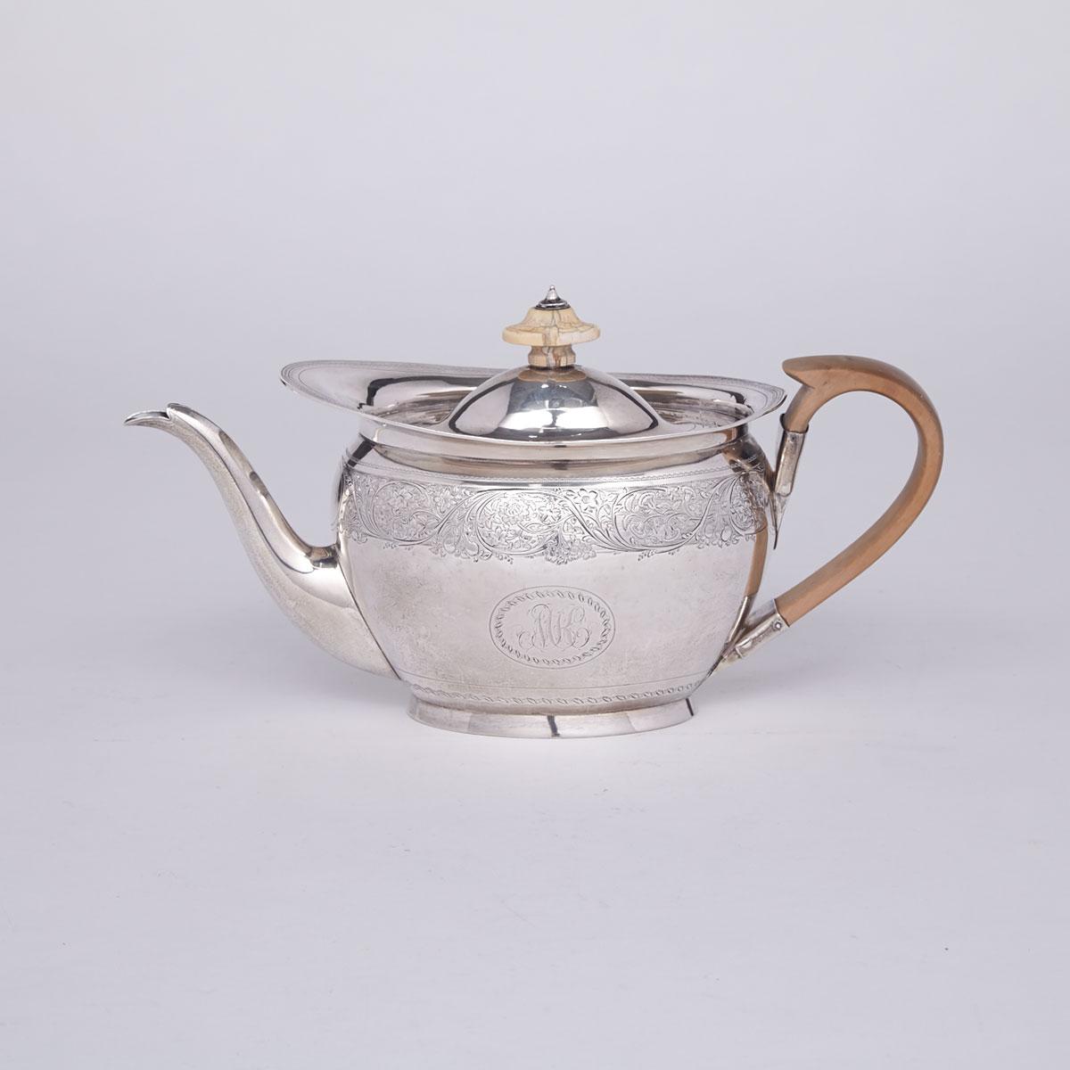 George III Silver Oval Teapot, Duncan Urquhart & Napthali Hart, London, 1803