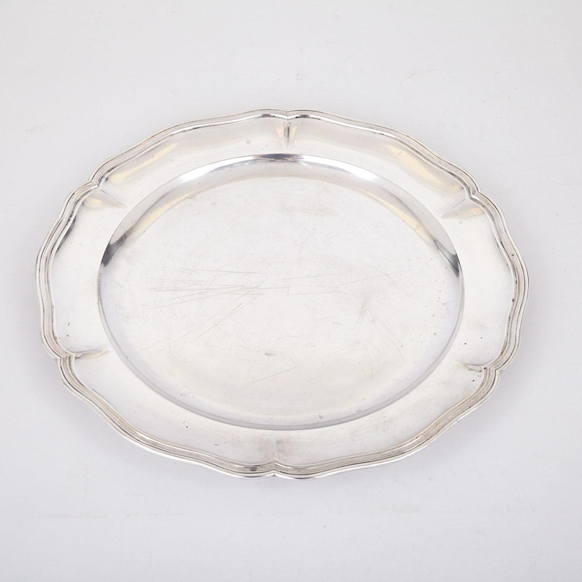 Italian Silver Circular Dish, Di Lione, Milan, 20th Century