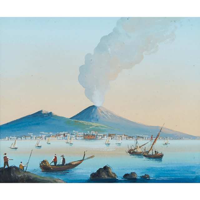 Two Neapolitan School Views of Eruptions of Vesuvius, early 20th century