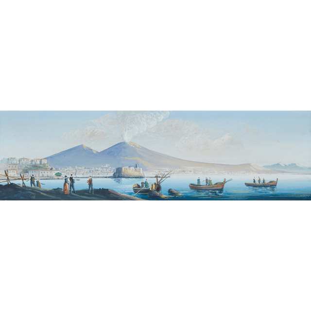 Pair of Neapolitan School Views of Eruptions of Vesuvius, early-mid 20th century