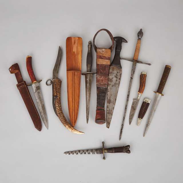 Miscellaneous Collection of Eight Daggers and Hunting Knives, 19th and 20th centuries
