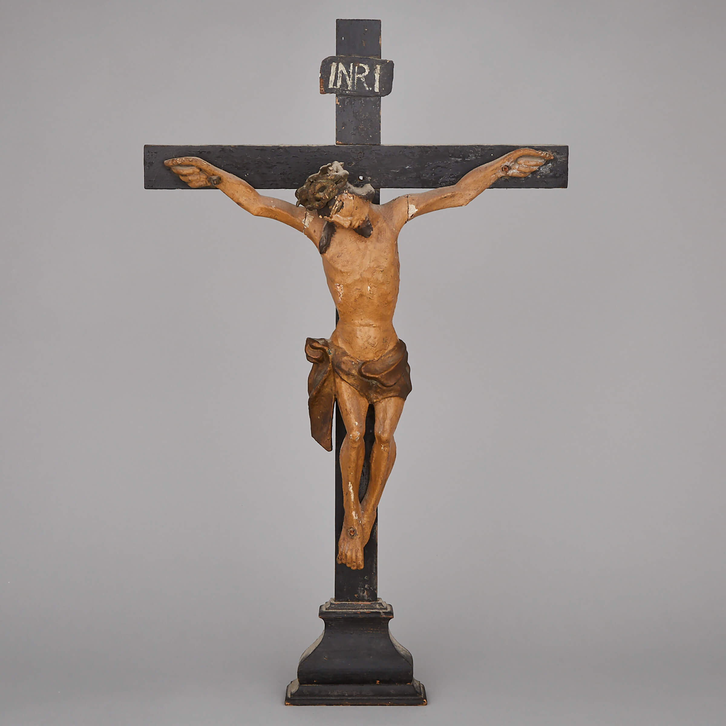 Eastern European Carved and Polychromed Crucifix, 19th/early 20th century