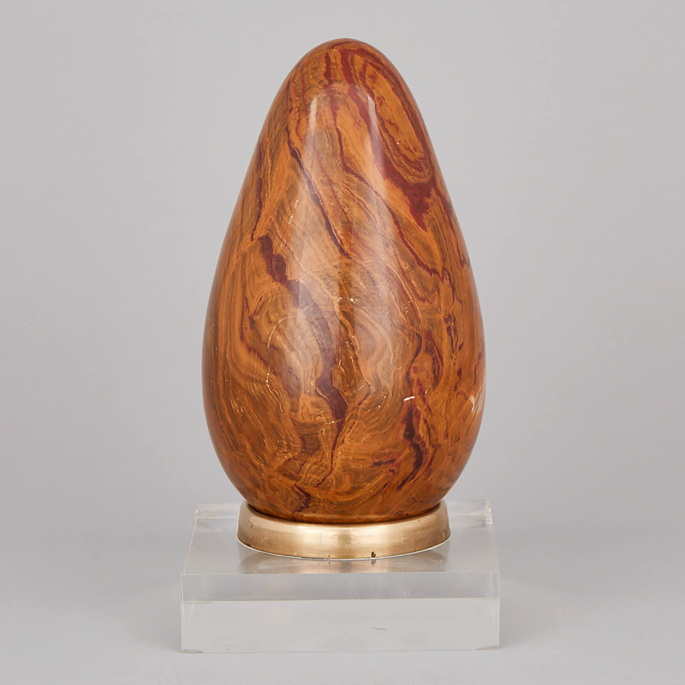 Banded Red Jasper Turned Mineral Egg, 20th century