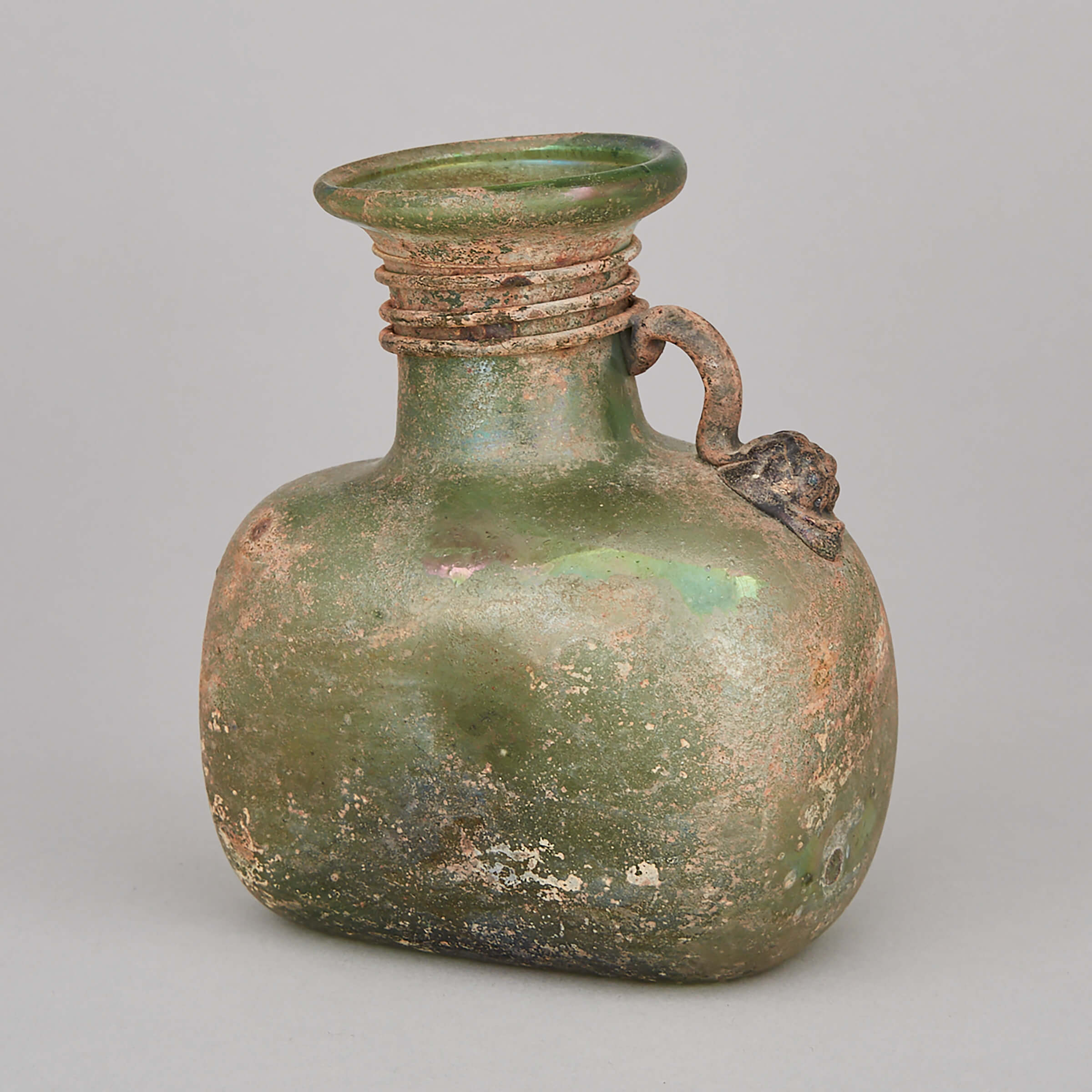 Roman Style Glass Rectangular Flask, 20th century