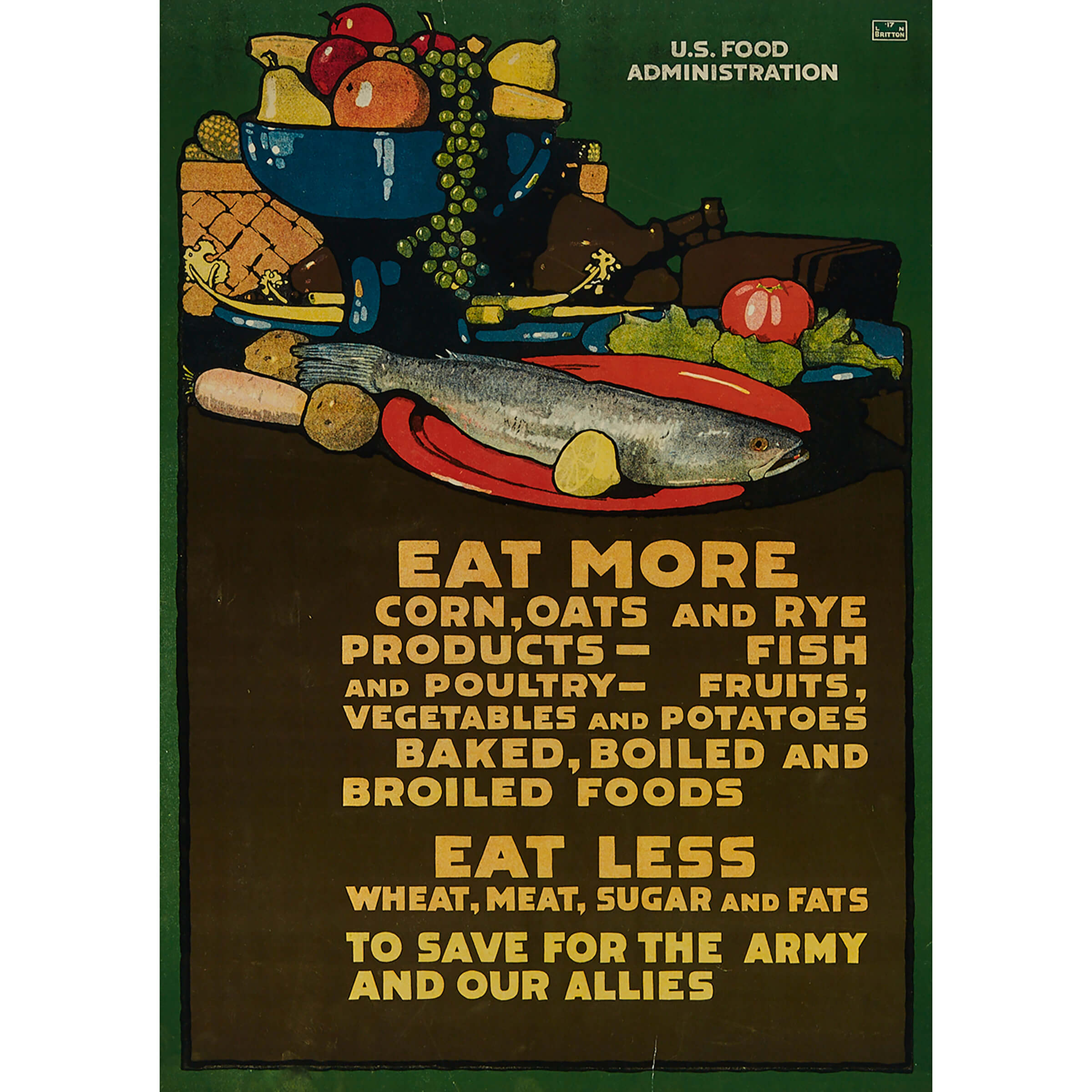 US Food Administration WWI Propaganda Poster, L.N. Britton, 1917