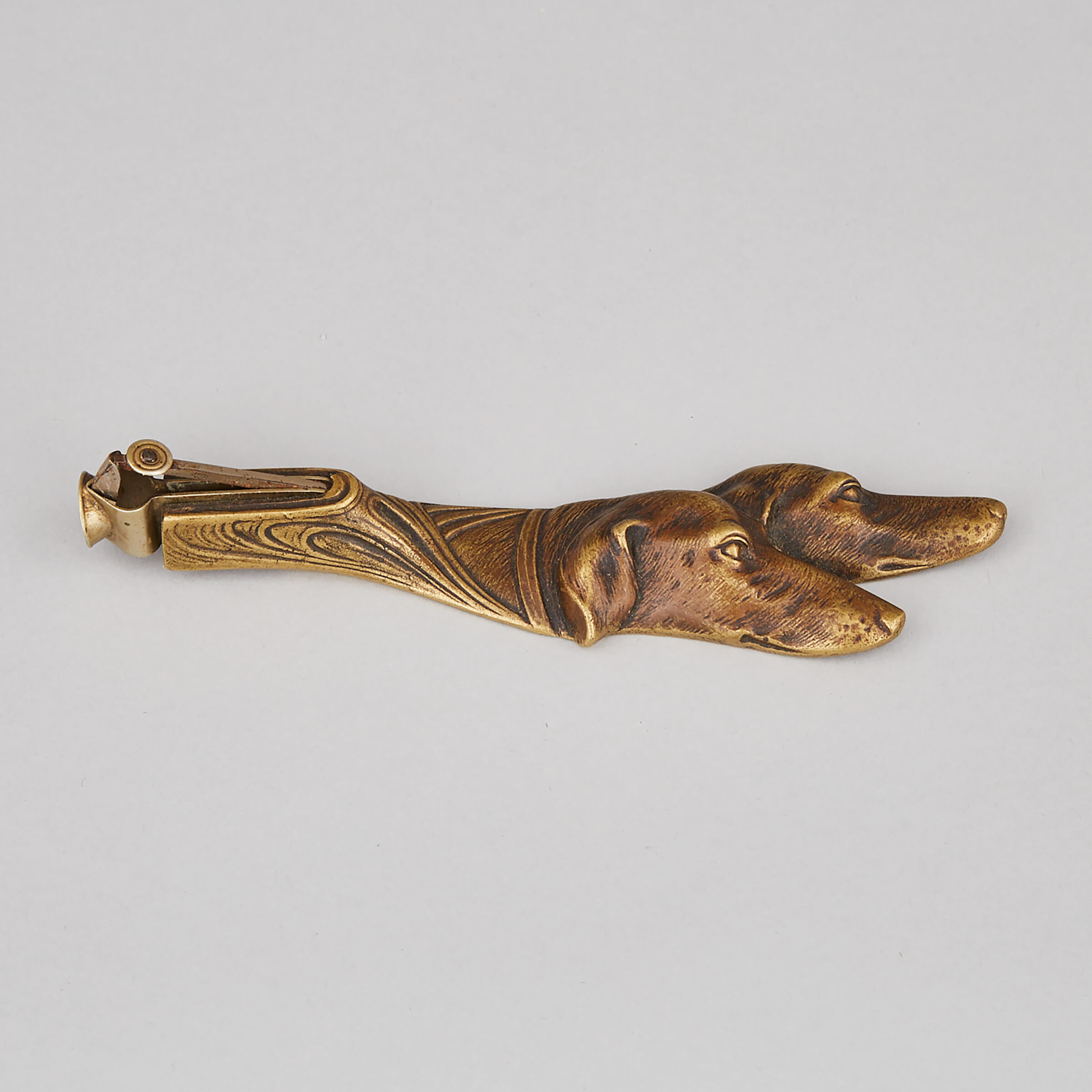 Austrian Bronze Dog Head Form Cigar Cutter, c.1900