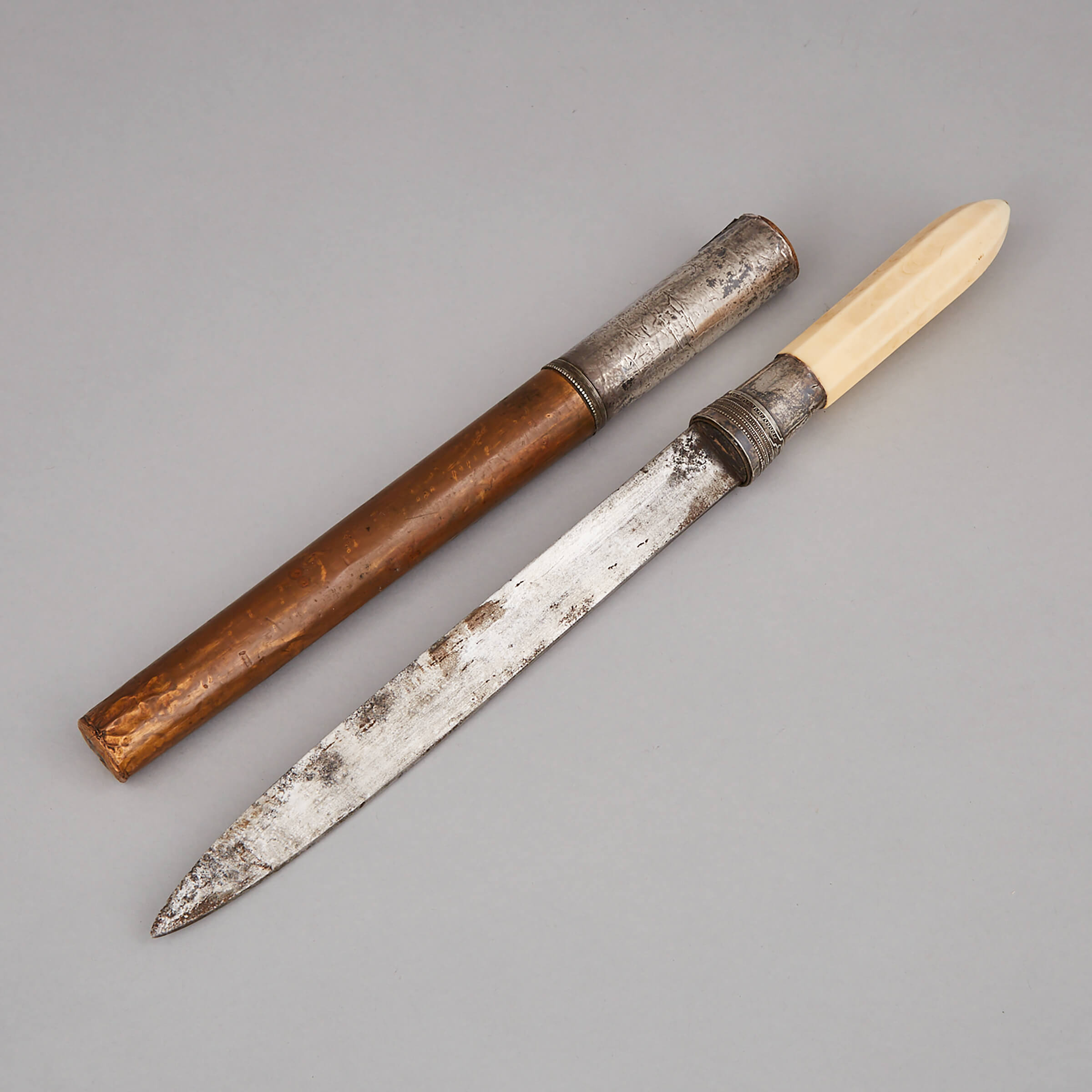 Burmese Silver Mounted Knife (Dha), mid 19th century