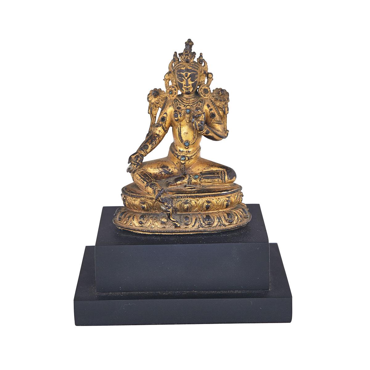 Small Gilt Bronze Figure of a Seated Tara, Nepal, 15th Century or Later 
