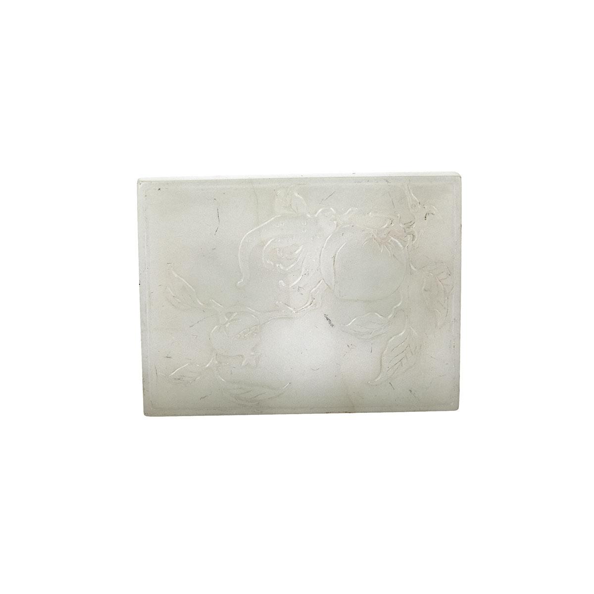 White Jade ‘Three Abundances’ Belt Plaque, 19th Century