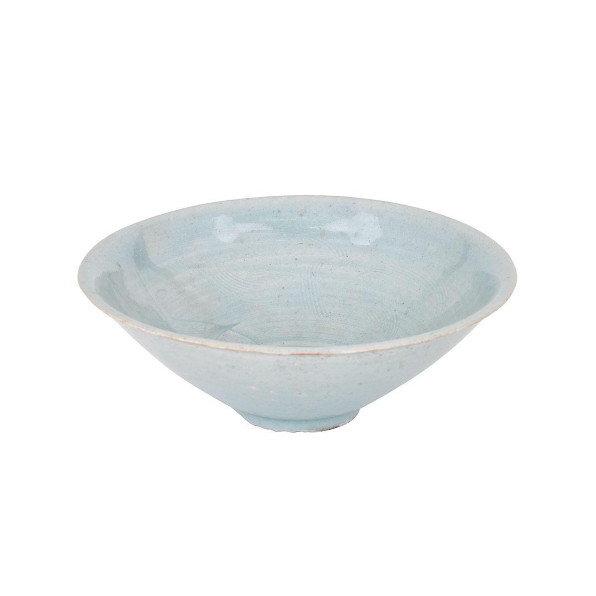 Blue Glazed Incised Bowl, Ming Dynasty