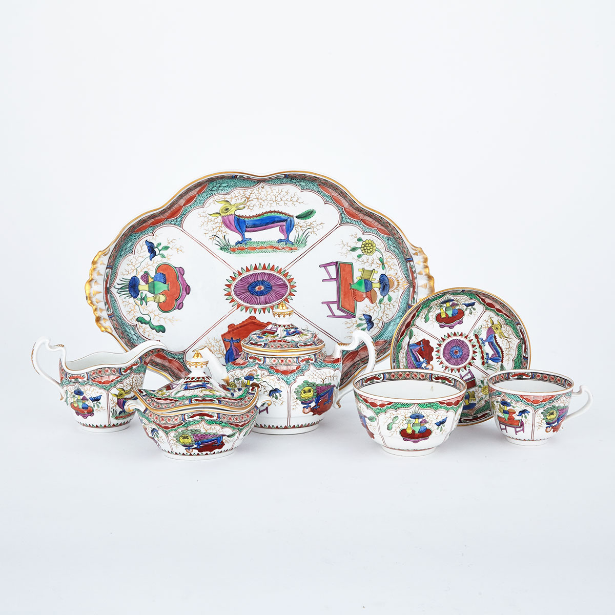 Flight Worcester ‘Kylin’ Pattern Dejeuner Set, c.1783-92