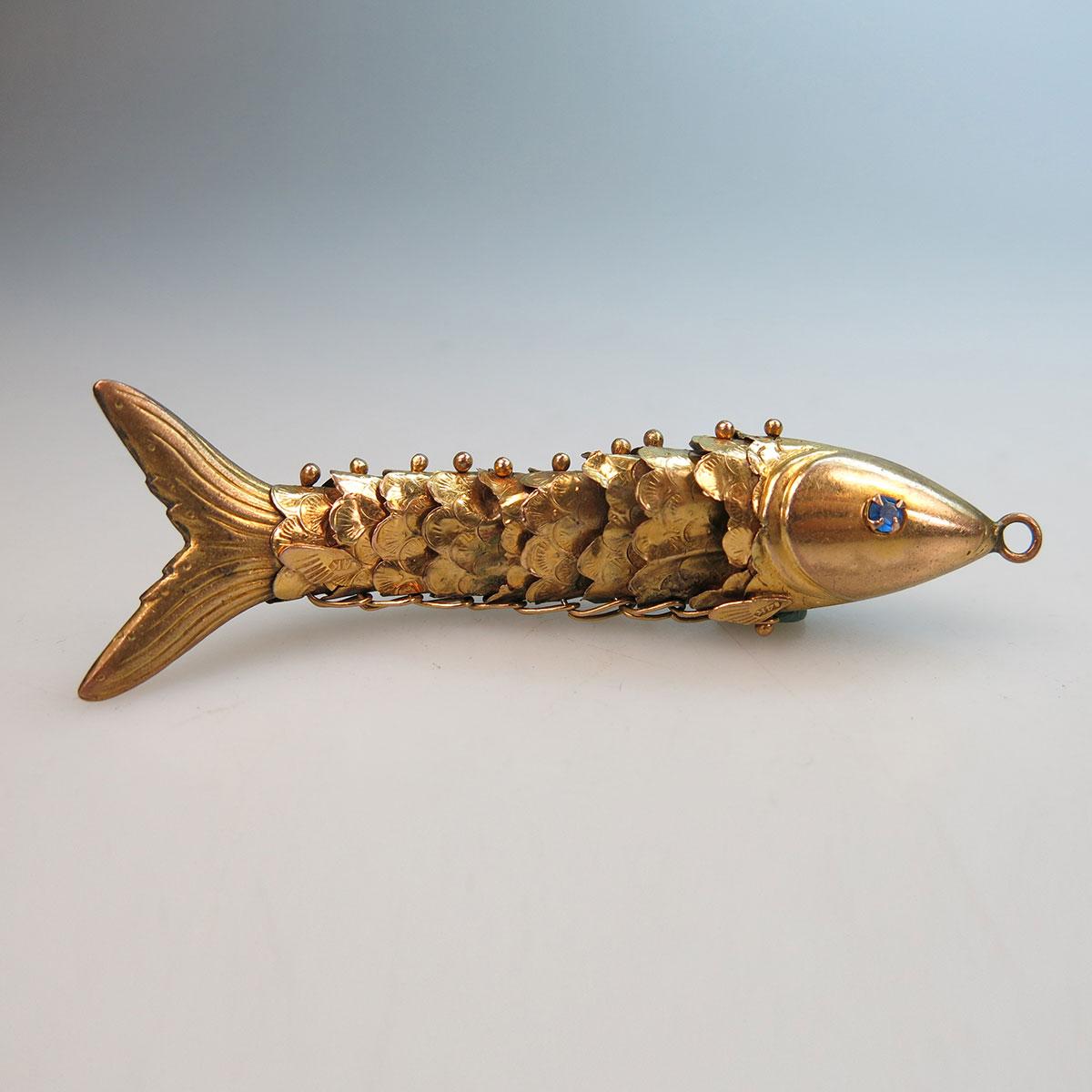 14k Yellow Gold Articulated Fish Pendant