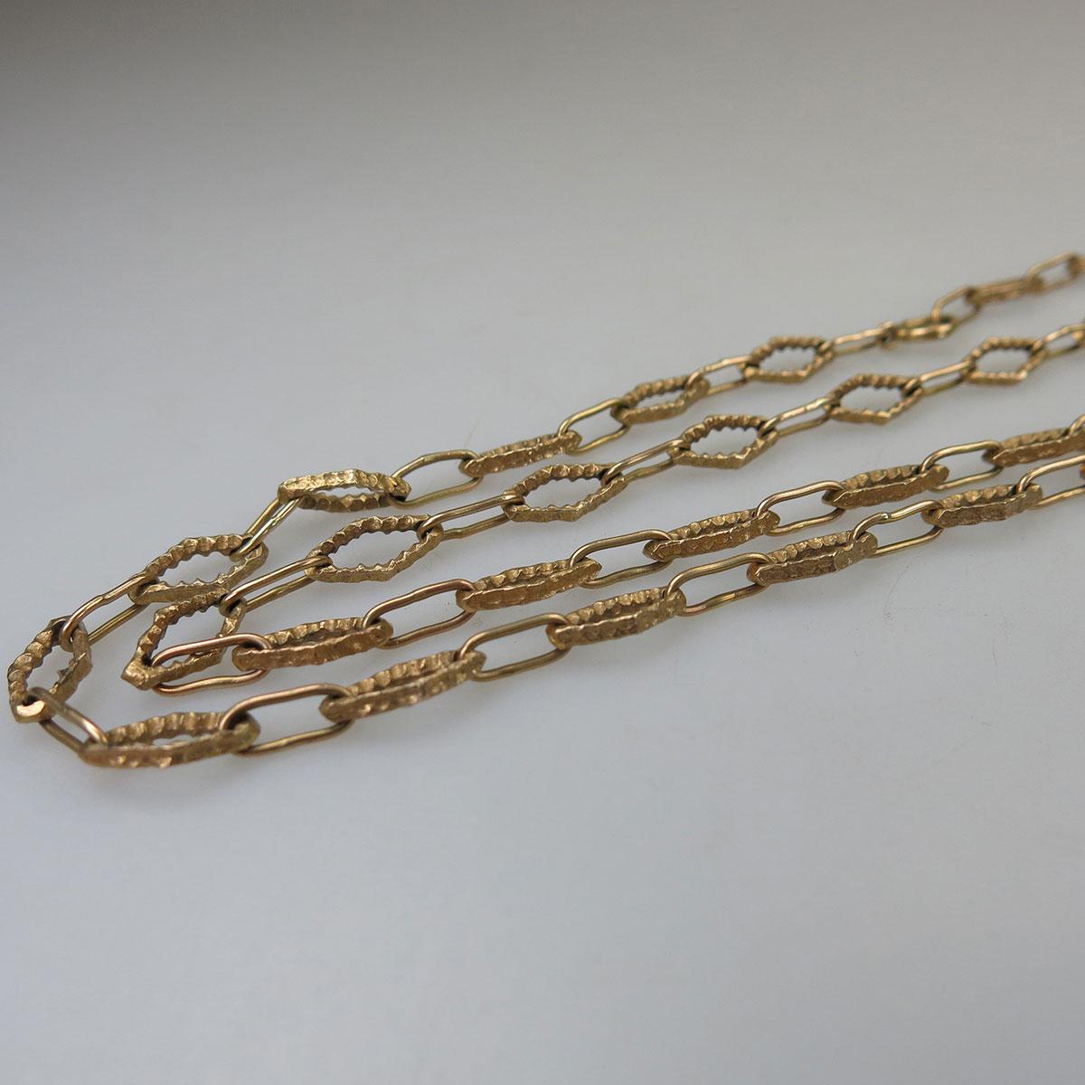 14k Yellow Gold Sculpted Link Chain