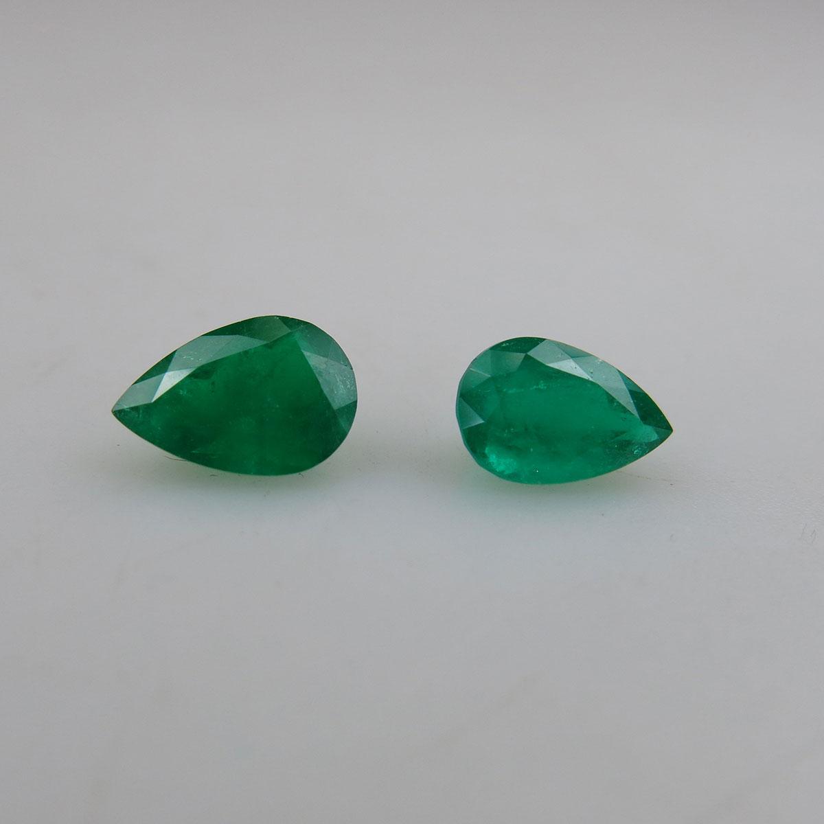 2 Unmounted Pear Cut Emeralds
