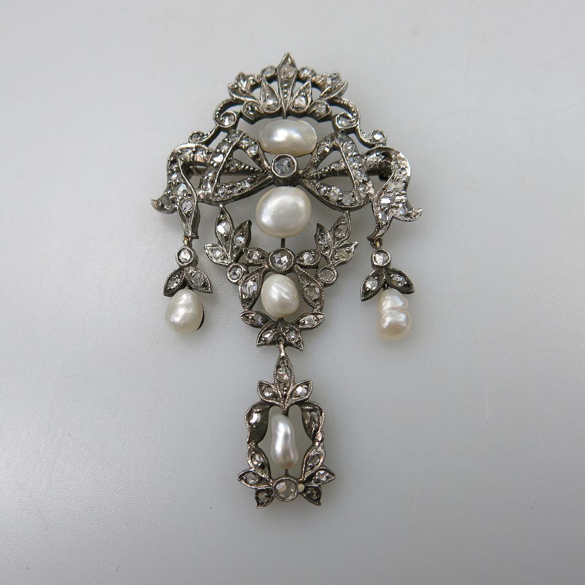 10k Gold And Silver Openwork Brooch