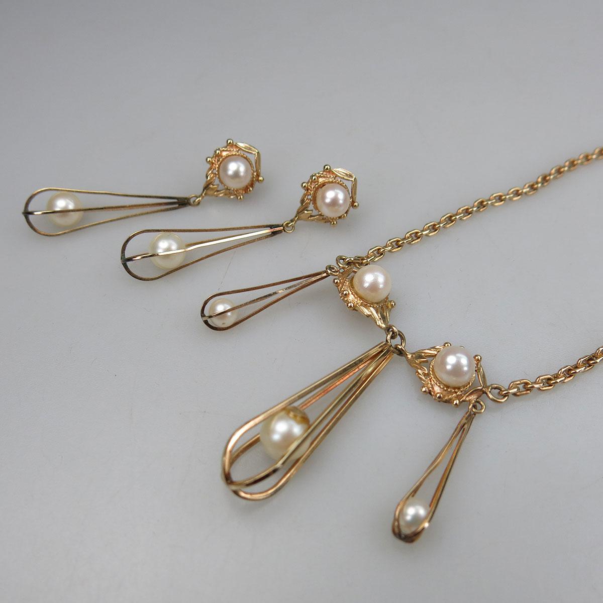 14k Yellow Gold Necklace And Earrings