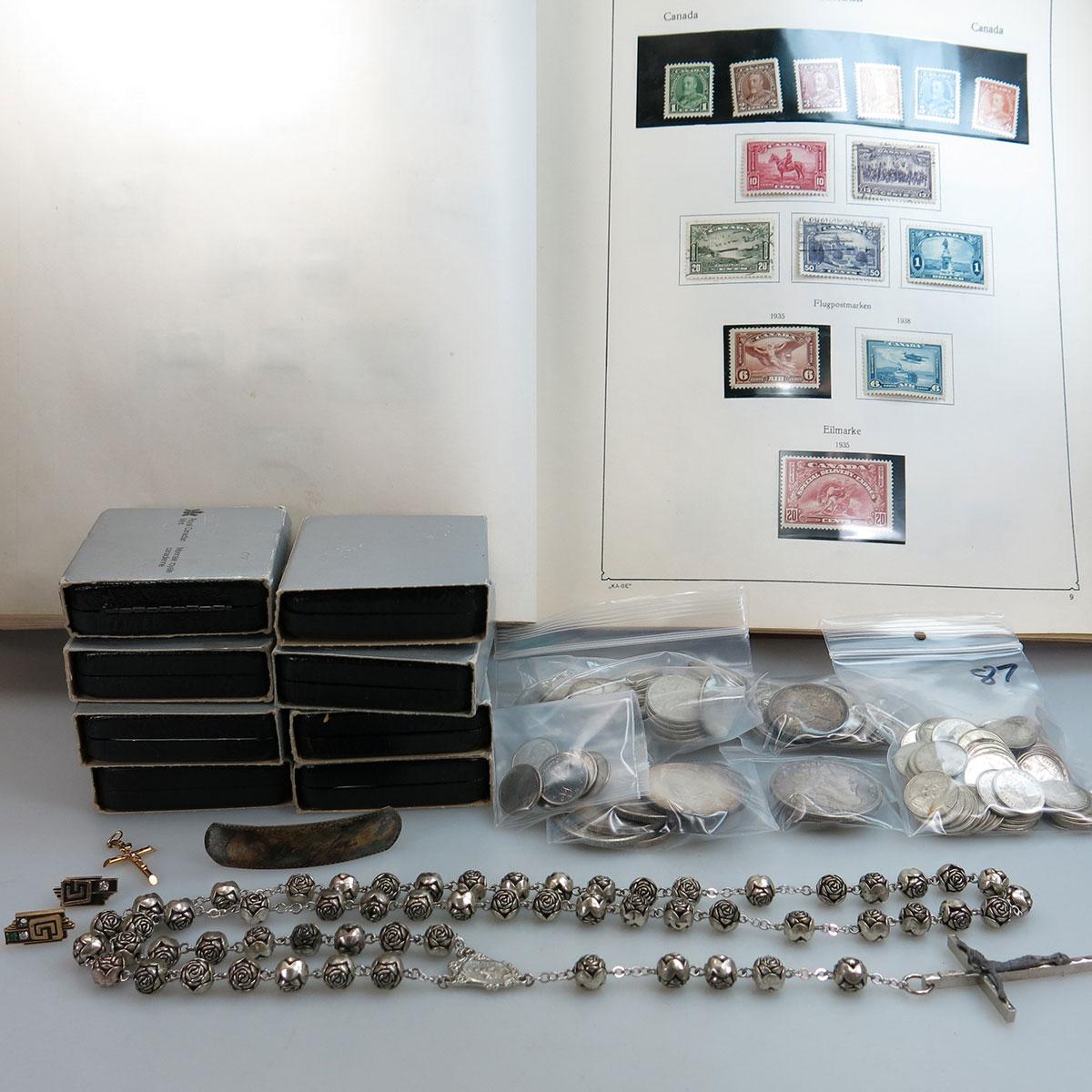 Quantity Of Coins And Stamps, Etc