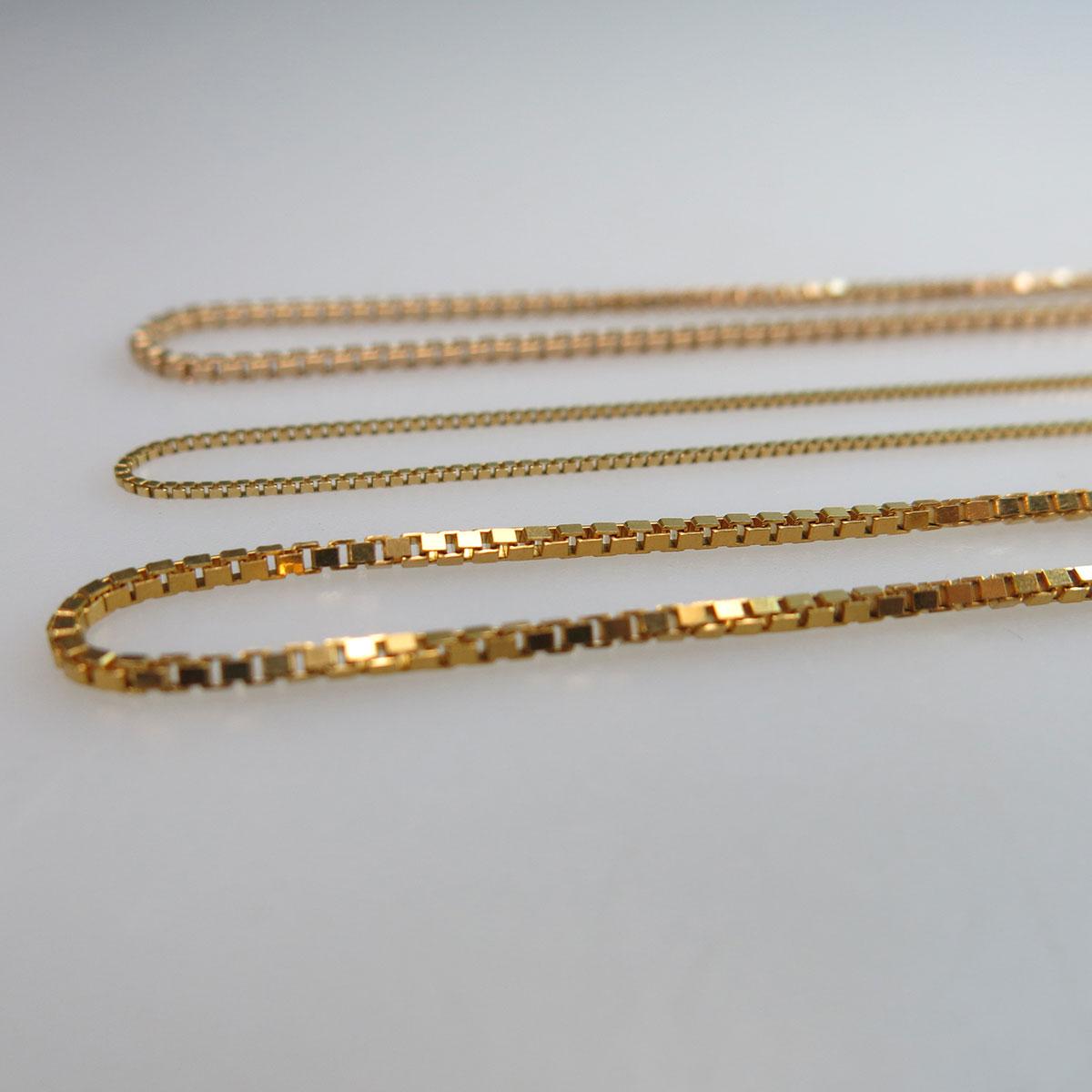 3 x 14k Yellow Gold Box Link Chains
