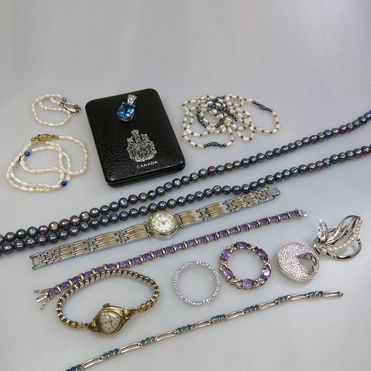 Small Quantity Of Silver, Costume And Pearl Jewellery