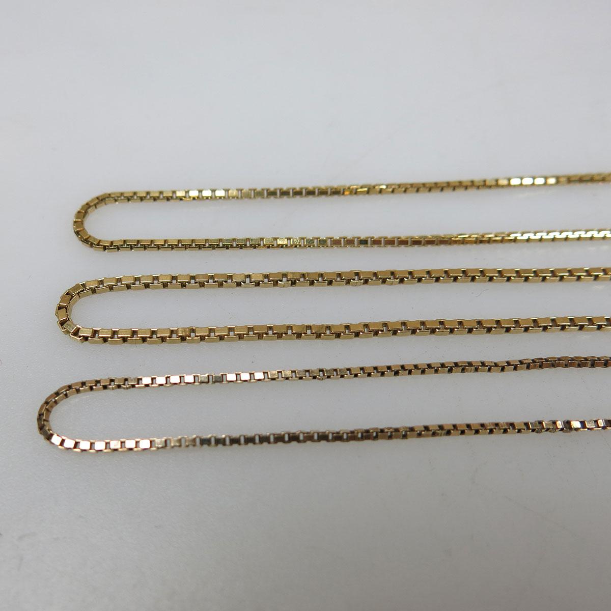 2 x 18k Yellow Gold Box Link Chains