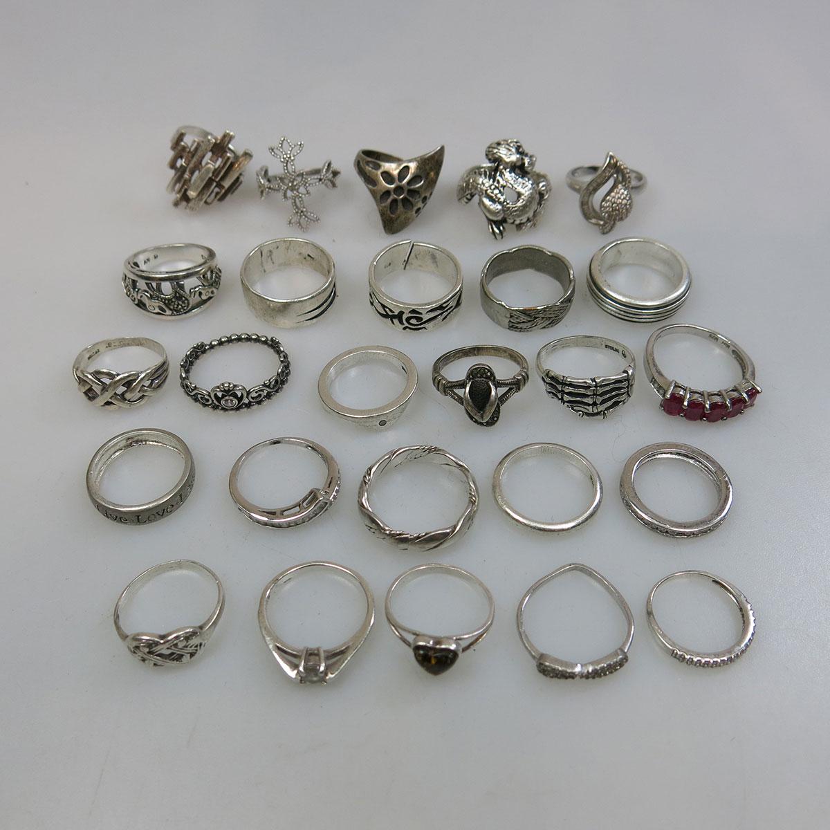 26 Various Silver Rings