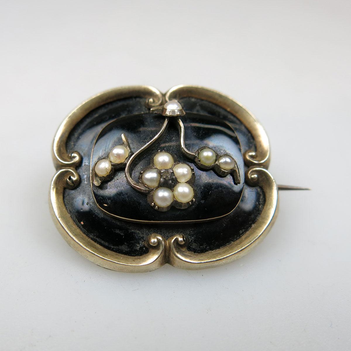 19th Century 14k Yellow Gold Mourning Brooch