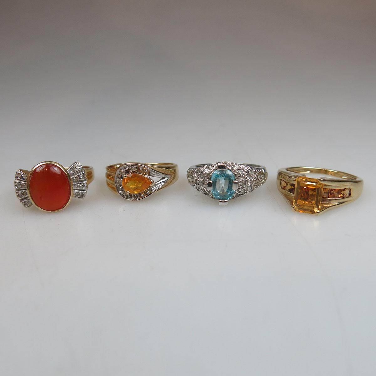 4 x 14k Yellow And White Gold Rings