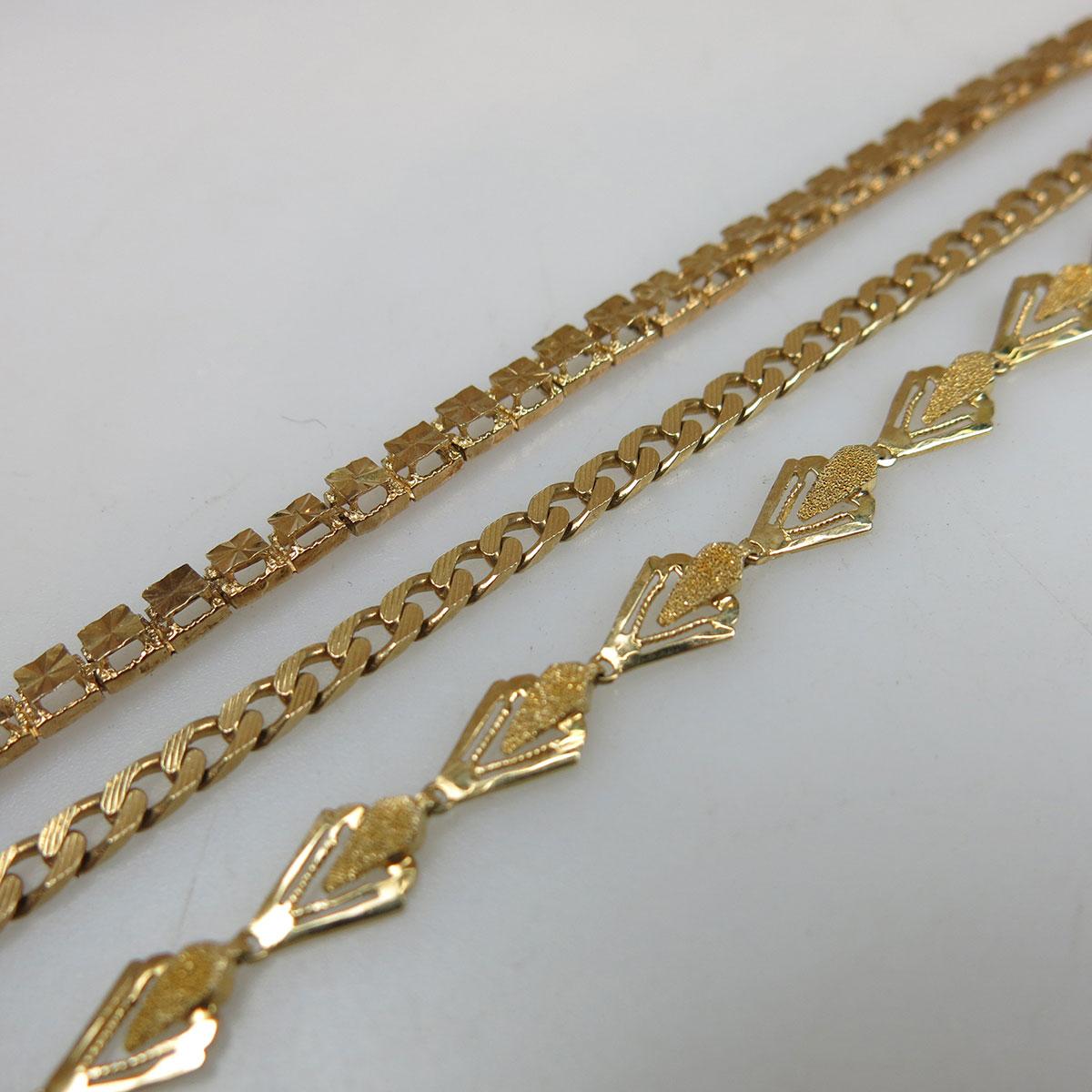 1 x 10k & 2 x 14k Yellow Gold Bracelets