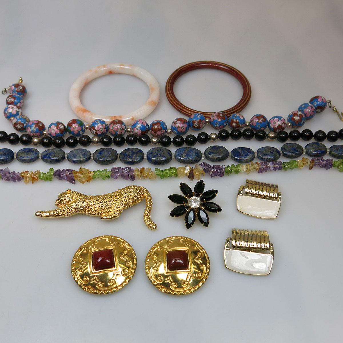 Quantity Of Costume Jewellery, Hardstone Beads, Amber, etc