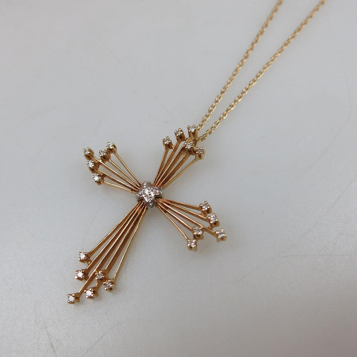 14k Yellow Gold Chain And Cross Pendant
