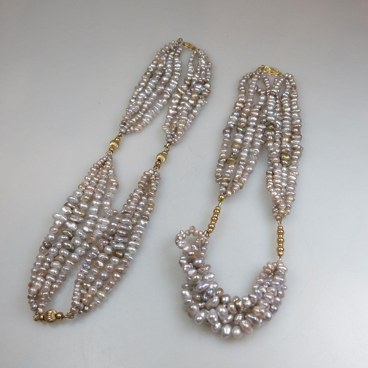 2 Four Strand Baroque Pearl Necklaces