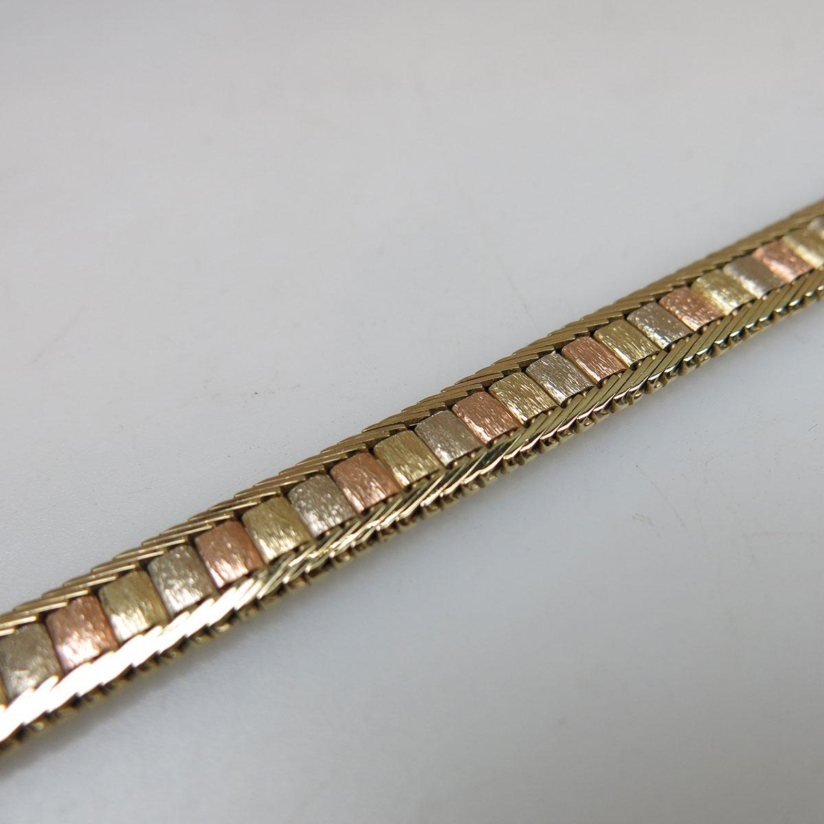 Italian 14k Three Colour Gold Strap Bracelet