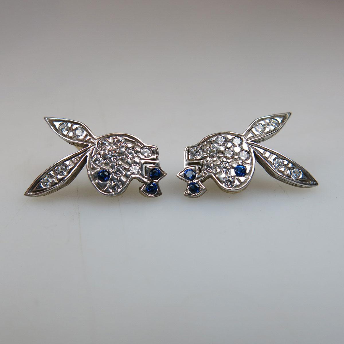 Pair Of 9k Yellow And White Gold “Bunny” Earrings