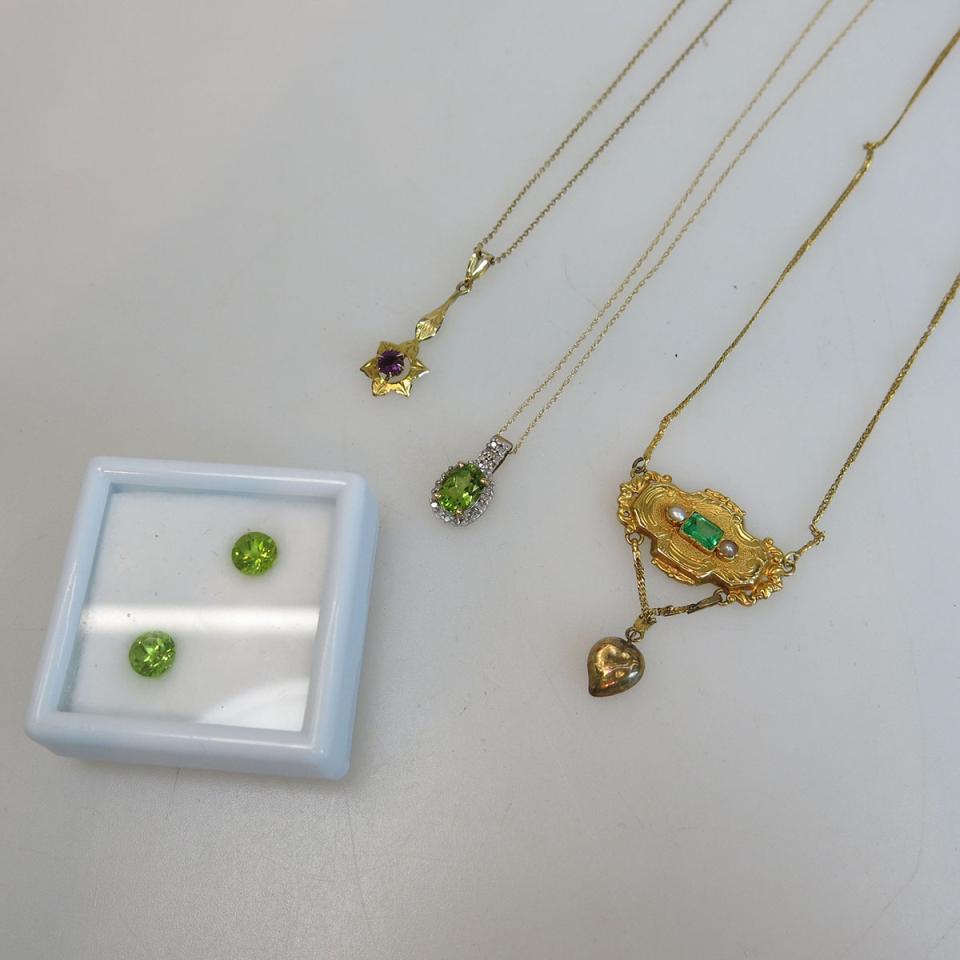 2 x 10k Yellow Gold Chains and Pendants