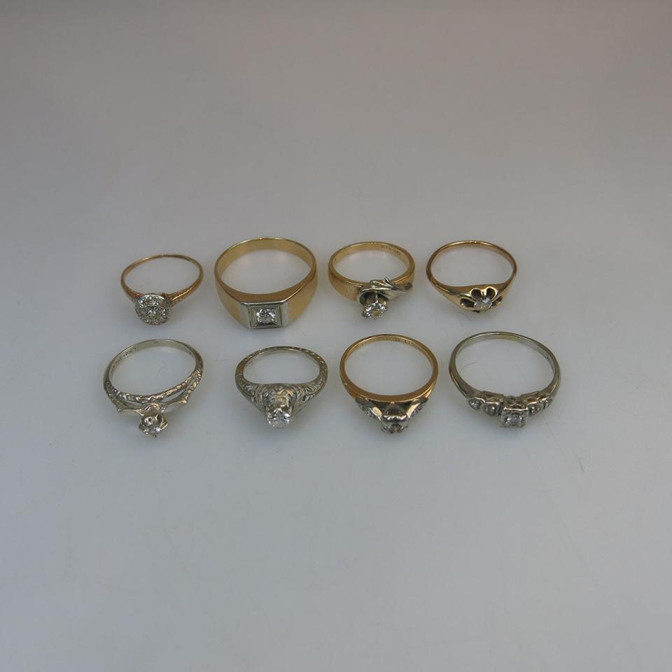 1 x 10k, 5 x 14k & 2 x 18k Yellow Gold and White Gold Rings 