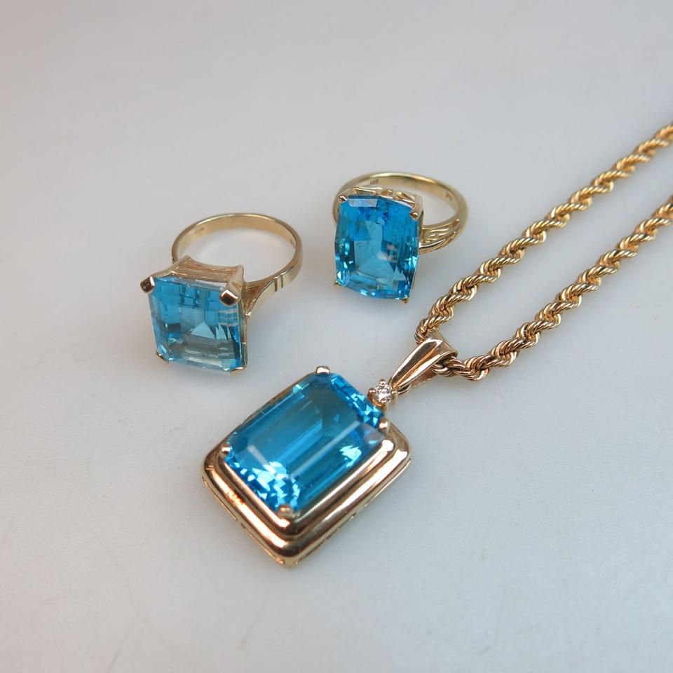 2 x 14k Yellow Gold Rings And A 14k Yellow Gold Pendant 