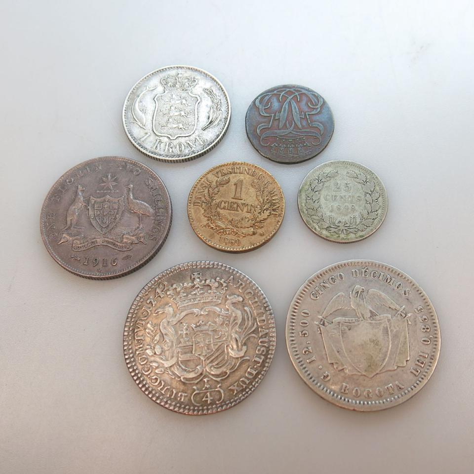 Seven Various World Coins