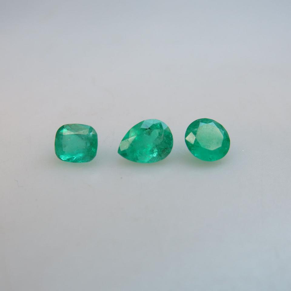 Three Unmounted Emeralds