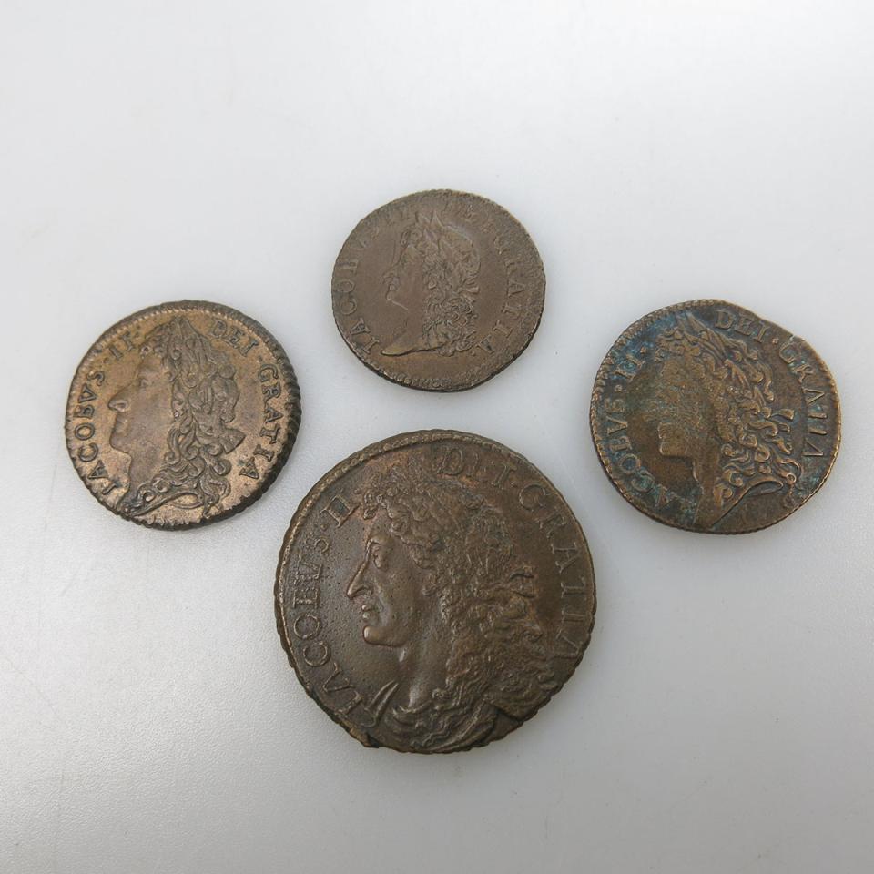 Four Examples Of James II 17th Century Gun Money