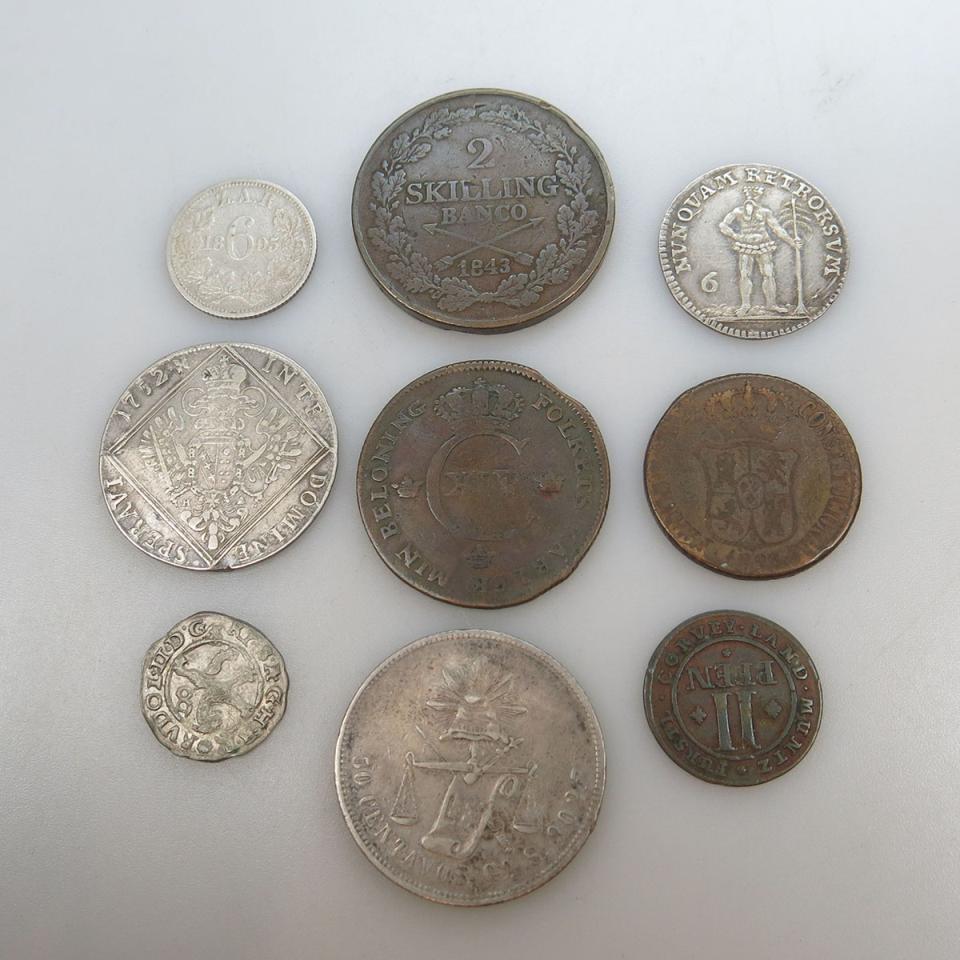 Nine Various World Coins