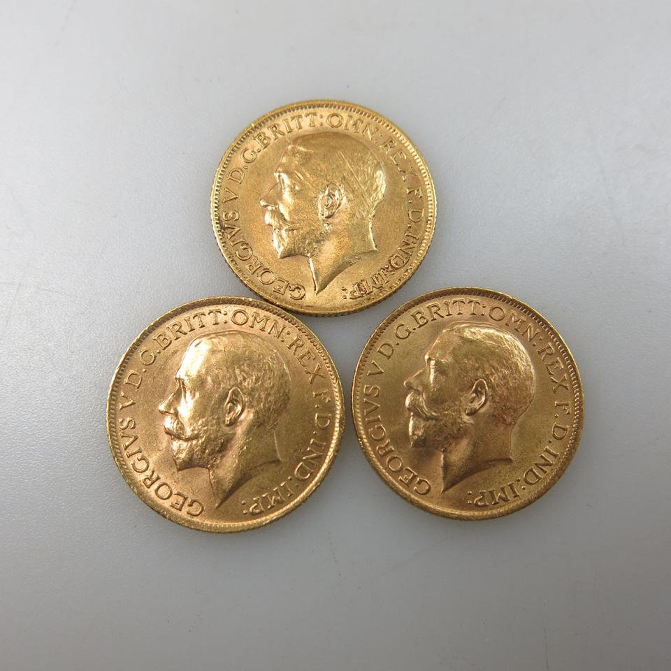 3 British Gold Sovereigns