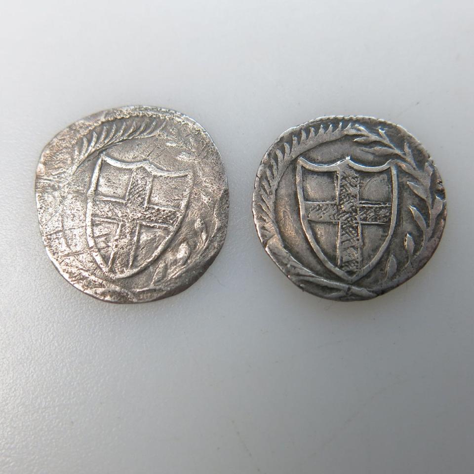 Two Commonwealth Of England Two Pence Cromwell Coins