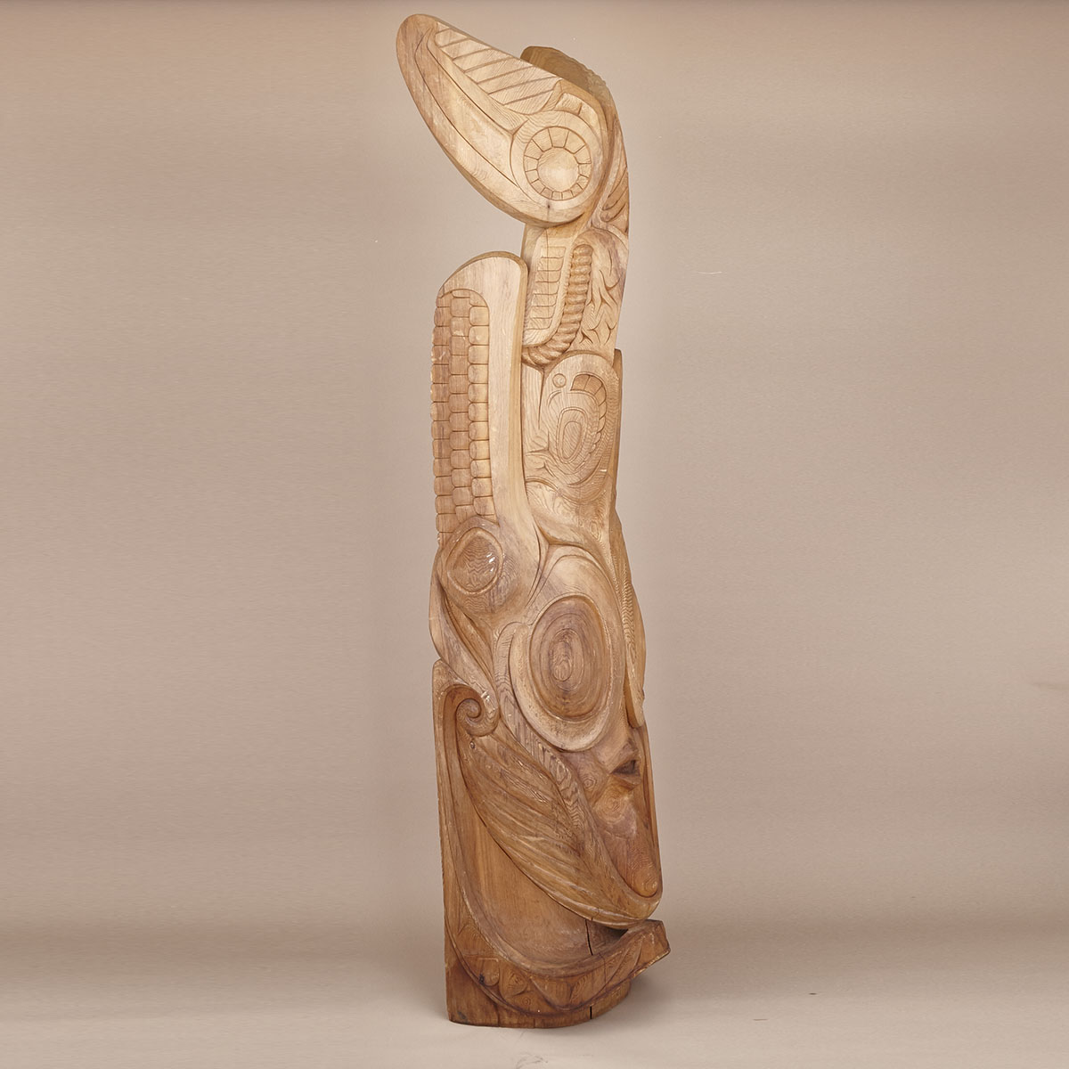FINELY CARVED NORTHWEST COAST BREACHING WHALE TOTEM POLE