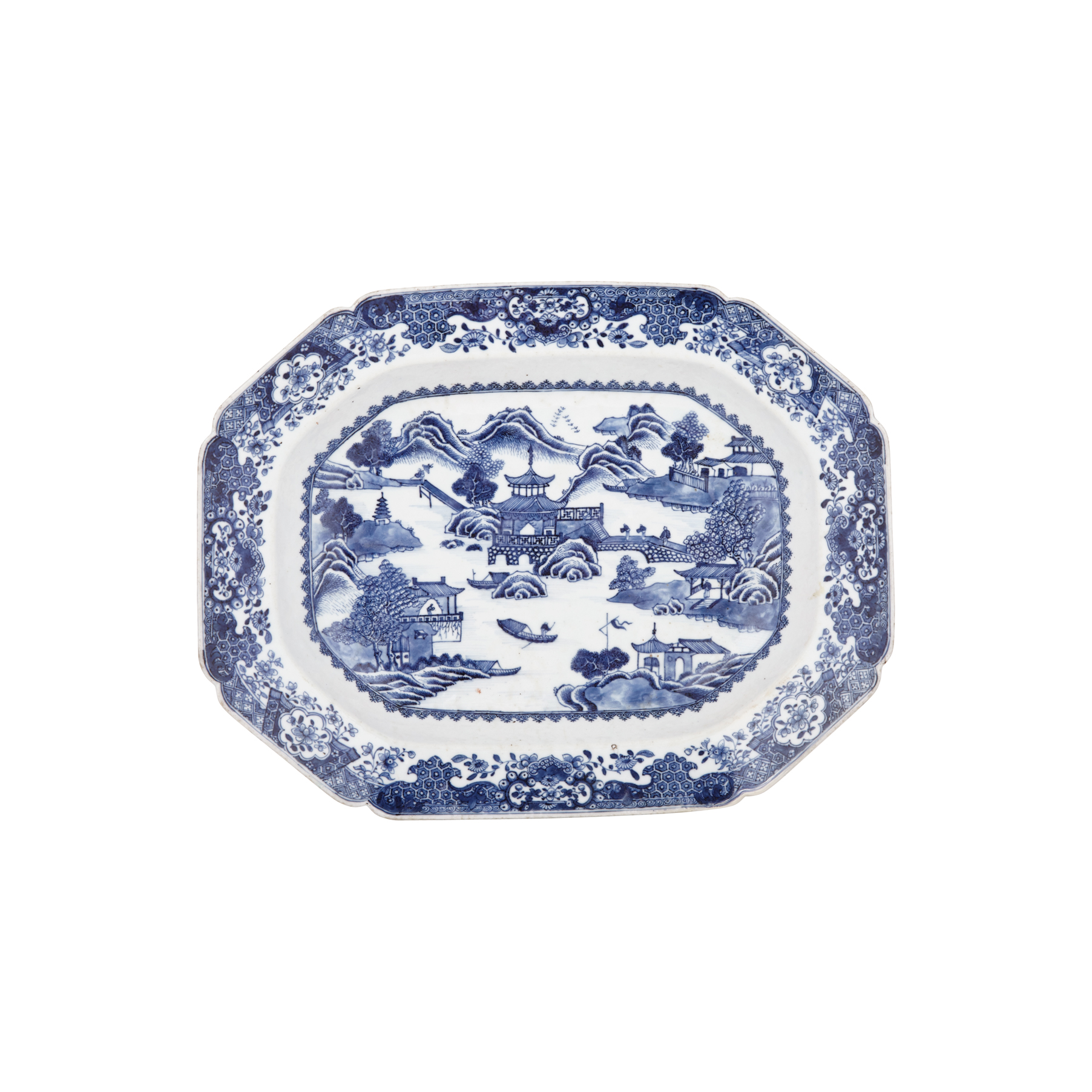 Fine Export Blue and White Platter, Qianlong Period (1736-1795)