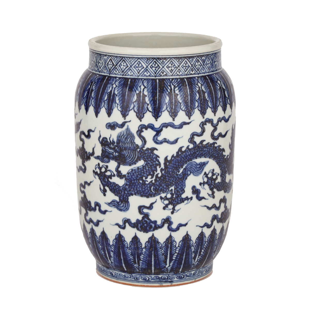 Blue and White Lantern Vase with Dragon